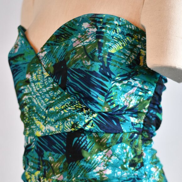 NWT - DOTS Tropical Strapless summer stretchy sundress Turquoise, Size 1X - Picture 3 of 5